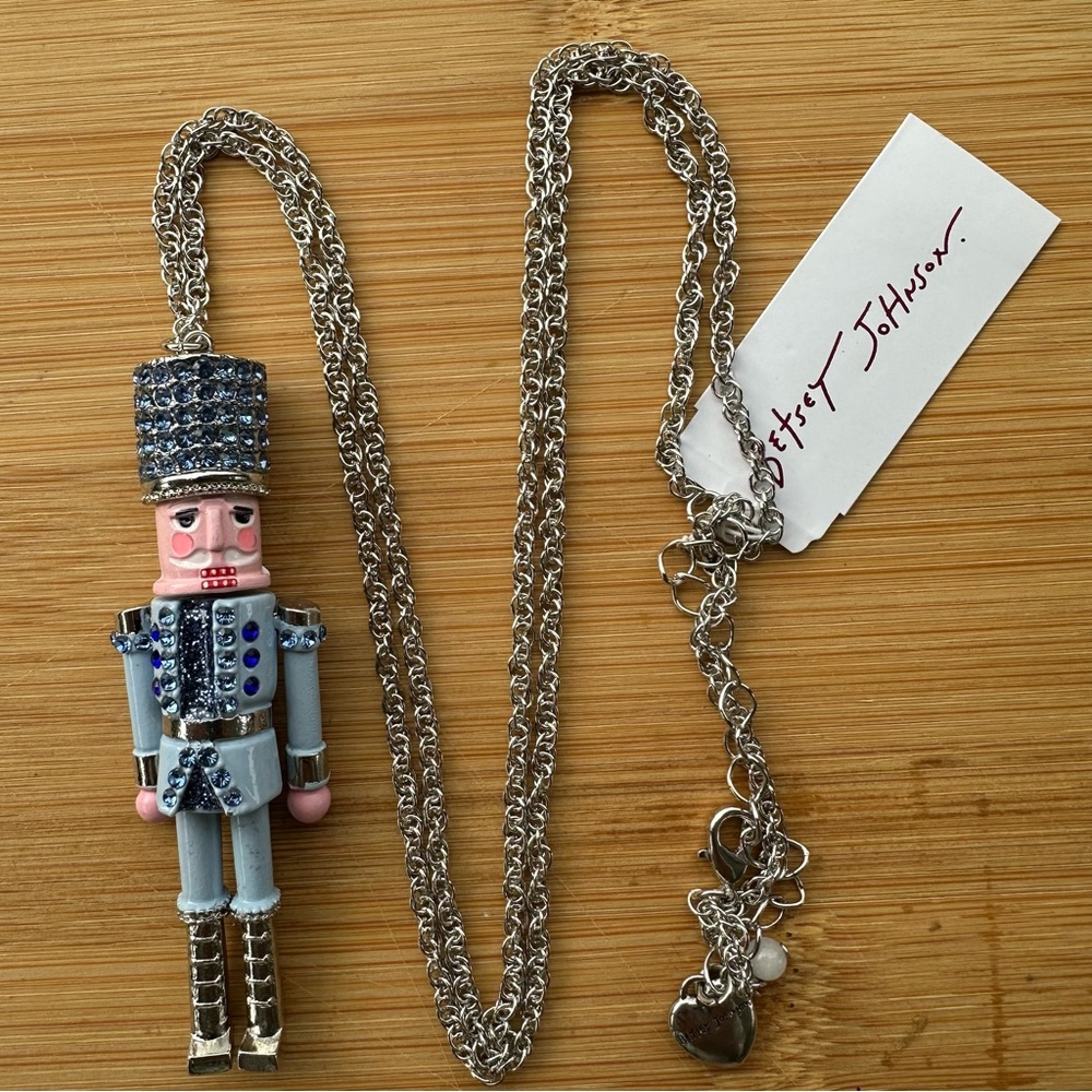 Betsey Johnson Blue Nutcracker Long Pendant NECKLACE Crystal 2025 NWT